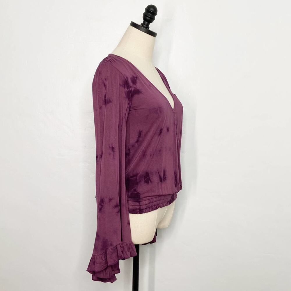 American Eagle Outfitters Soft & Sexy Tie Dye Ruffle Top Maroon Boho Size XS - Picture 5 of 10